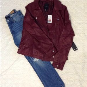 Forever 21 burgundy moto jacket size medium